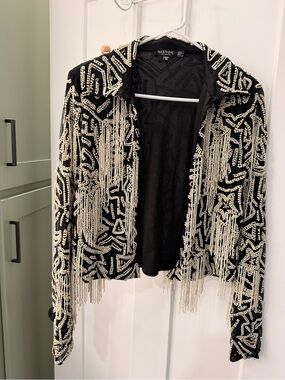 Nasty Gal Black Top with Pearl Trim